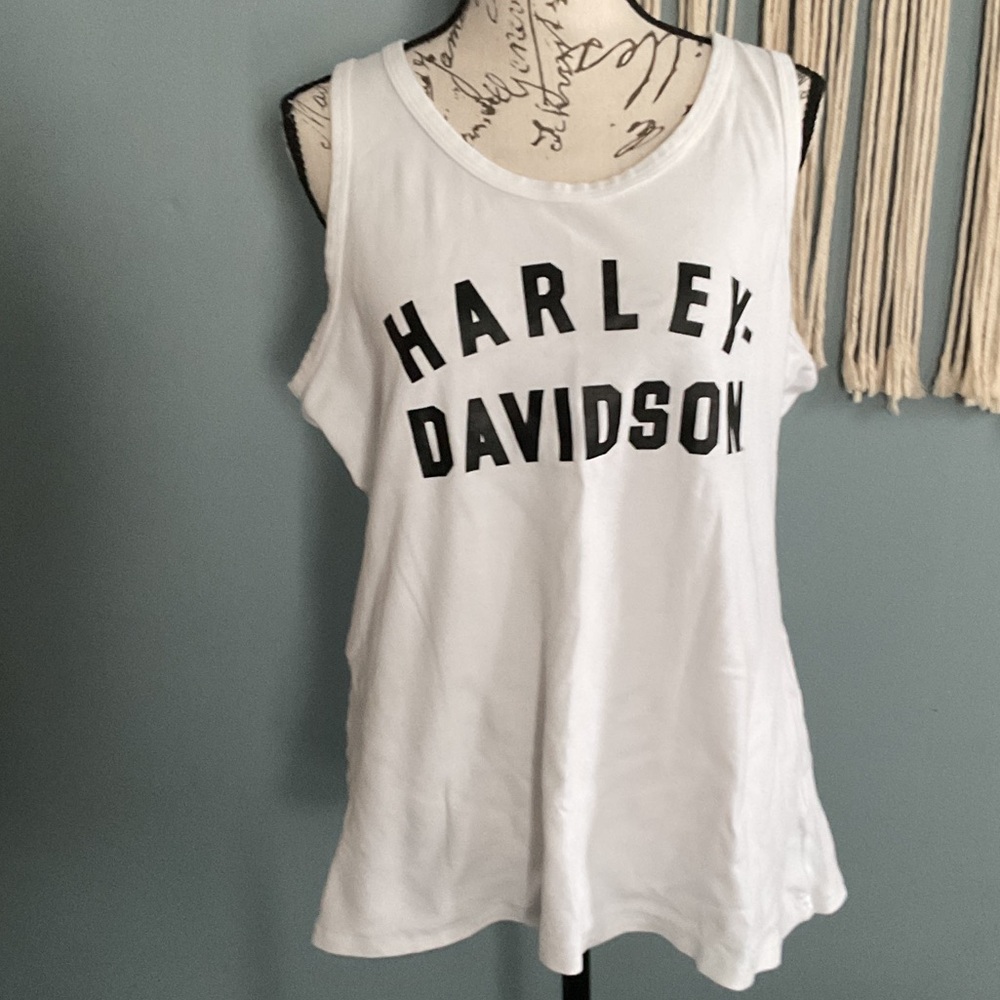 Harley-Davidson Women's White Tank Top with Black Lettering
